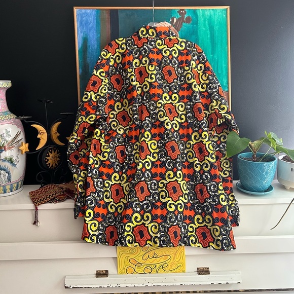 African Earthy Tones Ankara Oversized Shirt XXL - Picture 8 of 16